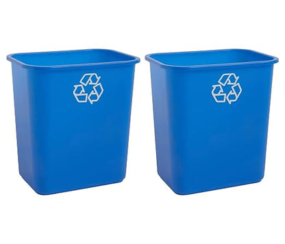 United Solutions 7 Gallon / 28 Quart Space Saving Recycling Bin, Fits Under Desk and Small, Narrow Spaces in Commercial, Kitchen, Home Office, and Dorm, Easy to Clean, 2 Pack, Recycle Blue | Slim 30.8-quart recycling bins fit small spaces in offices, k...