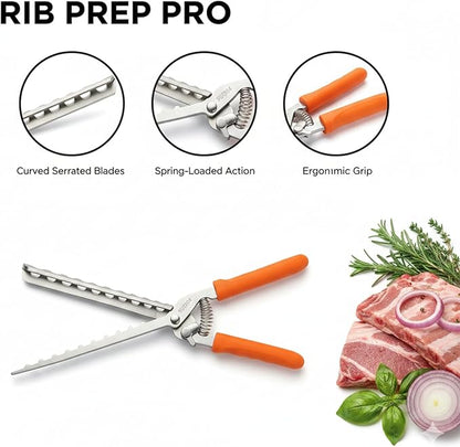 Rib Membrane Removal Tool, High Duty Premium Stainless Steel, for BBQ Grilling and Cooking ，Membrane Remover for Ribs，Easy Insert Pointed Tip, Ergonomic Non-Slip Silicone Handle
