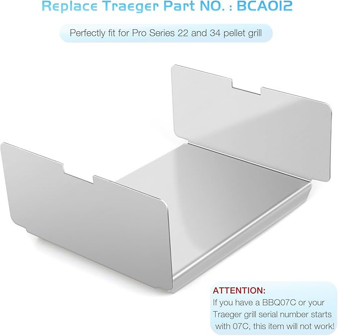 Heat Diffuser for Traeger, Flame Tamer for Traeger Pro 22 34 Heat Shield Diffuser Deflector Baffle Pellet Smoker Grill BCA012 Replacement Parts Grilling Accessory