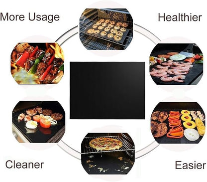 Grill Mats for Outdoor Gas Grill, Set of 7, Black | BBQ Grilling Mat for Outdoor Cooking, 15.75 x 13 Inch