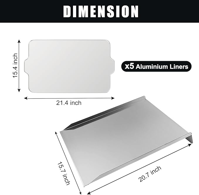BAC012 Drip Pan Heat Baffle and BAC507 Grease Drip Tray Liners Kit for Traeger Pellet Pro 575 Pro Series 22 Smoker Grill Drip Pan Replacement for Traeger Eastwood 22 and Lil Tex Pro Accessories