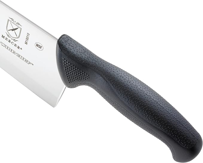 Mercer Culinary M18010 Millennia Black Handle, 10-Inch Wide Hollow Ground, Chef's Knife