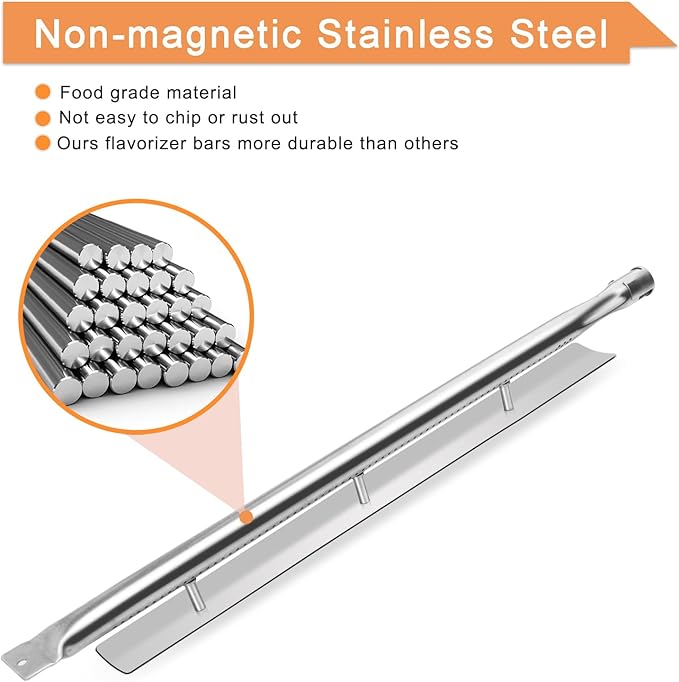 24" Stainless Steel Burner Tubes Replacement for Viking VGBQ530-4RT/E, VGBQ5304RE, VGBQ5304RT, VGBQ530T, VGBQ532-3RT/E, VGBQ5323RE, VGBQ5323RE1, VGBQ532T, VGIQ300-2RT, VGIQ410, 2 Pack