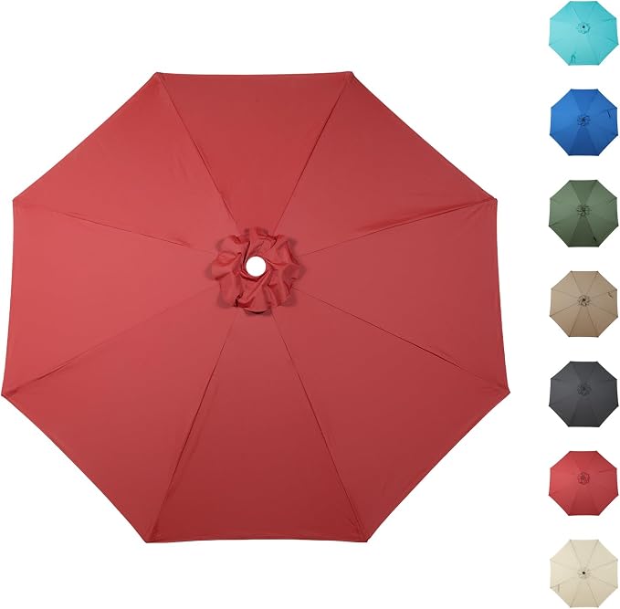 COWVIE Umbrella Canopy Replacement for 8 Ribs Patio Umbrella, Outdoor Table Parasol Replacement for Yard, Canopy Only