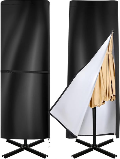 Patio Umbrella Covers, 600D Waterproof Windproof Outdoor Umbrella Cover Fits 13-15 ft with Zipper and Rod, All-Weather Protection for Outdoor Patio, Garden, Deck Umbrellas