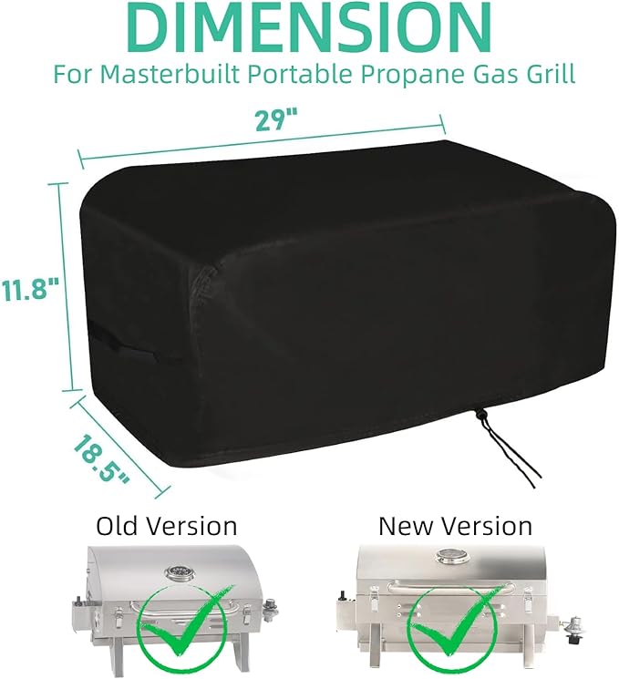 Mini Gas Grill Cover for Masterbuilt MB20030819 Portable Propane Grill, Outdoor Tabletop Griddle Cover for Pit Boss 10960 2-Burner Tabletop Griddle, 29 x 18.5 x 11.8 Inch