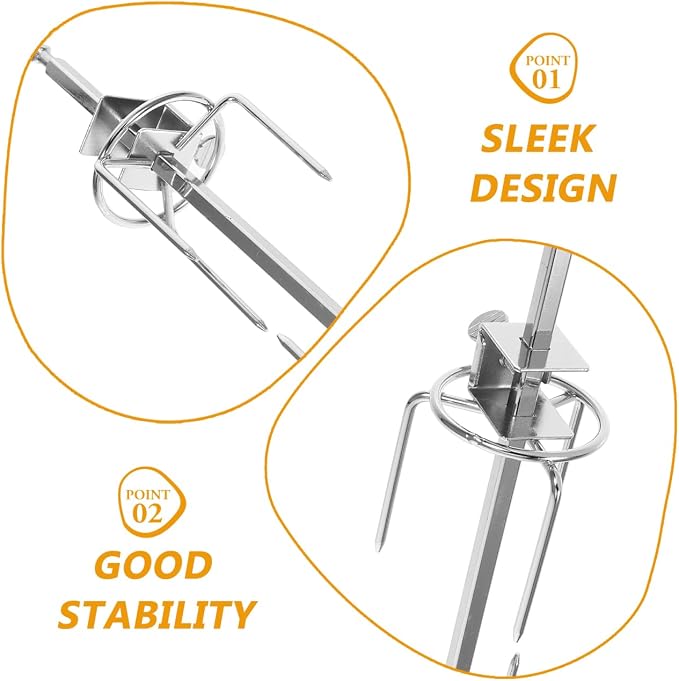 HANABASS 11 Inch Rotisserie Forks for Grill Oven, Stainless Steel Spit Meat Roaster Rod Kit for Chicken Turkey, Outdoor BBQ Poultry Spit Accessories Replacement Part