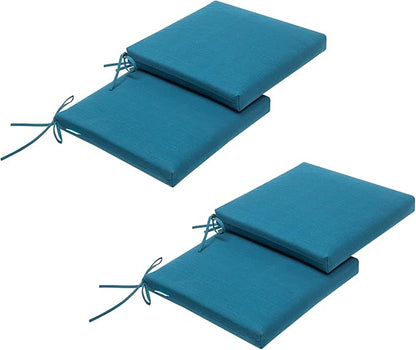 QILLOWAY Outdoor Indoor Chair Pads,Seat Cushions, Square Foam Dining Chair Patio Cushion Set of 4, All Weather, 17" Lx17 Wx3 D (Peacock Blue)