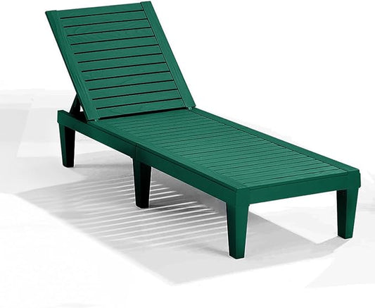Nestl Sun Tanning Chair - Forest Green Chaise Lounge Chair Outdoor, Lightweight Pool Lounge Chairs, Adjustable 5-Position Reclining Lawn Chair, Waterproof Beach Outdoor Lounge Chairs