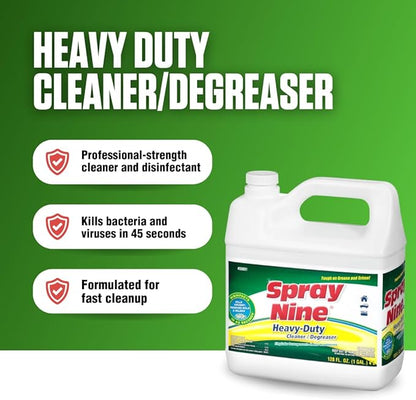 Spray Nine 26801-4PK Heavy Duty Cleaner, Degreaser & Disinfectant for Home, Yard Equipment, Automotive & More - Refill for Spray Bottle 1 Gallon (Pack of 4)