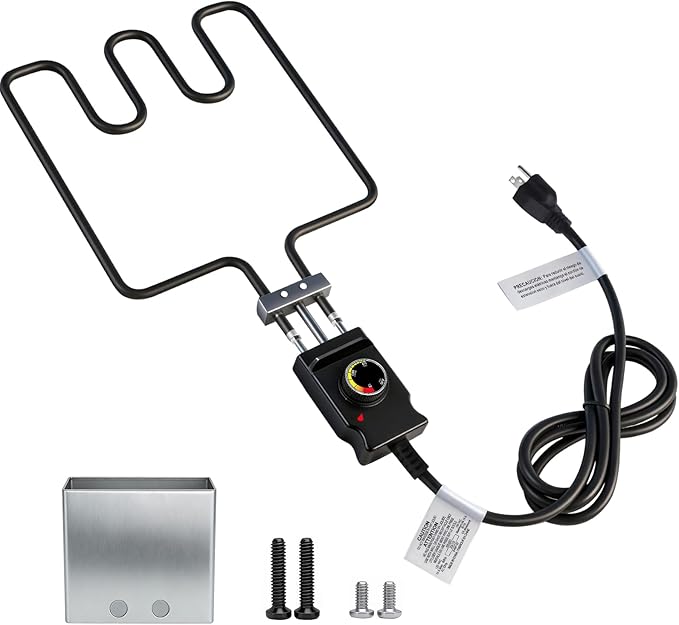 1500W Electric Heating Element for Smoker with Adjustable Thermostat Controller Cord Full Kit Compatible with Masterbuilt Electric Smoker Parts Smoker Heating Element Fits MB20070122 MB20071117