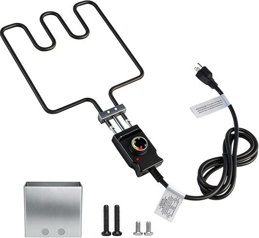 1500W Electric Heating Element for Smoker with Adjustable Thermostat Controller Cord Full Kit Compatible with Masterbuilt Electric Smoker Parts Smoker Heating Element Fits MB20070122 MB20071117