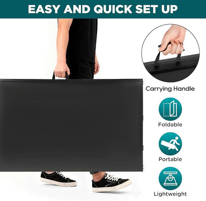 FDW 8 Foot Outdoor Dining Table, Foldable Portable Rectangular Plastic Folding Table with Built in Carrying Handle for Party and Wedding Use, Black