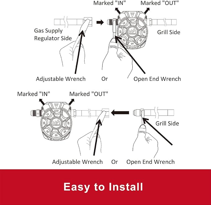 NO WORRIEZ Safety Auto Shut-Off Gas Timer for Propane & Natural Gas | Outdoor Grill, Fire Pit, Pizza Oven | – 100,000 BTU w/ 3/8" Flared Assembly Connector & Hose, Patent Pending | 80,000 BTU, Fits Outdoor Grill, Fire Pit, Pizza Oven, BBQ, Smoker, Turk...