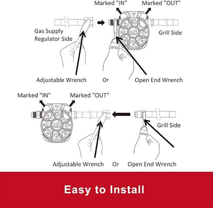NO WORRIEZ Safety Auto Shut-Off Gas Timer for Propane & Natural Gas | Outdoor Grill, Fire Pit, Pizza Oven | – 100,000 BTU w/ 3/8" Flared Assembly Connector & Hose, Patent Pending | 80,000 BTU, Fits Outdoor Grill, Fire Pit, Pizza Oven, BBQ, Smoker, Turk...