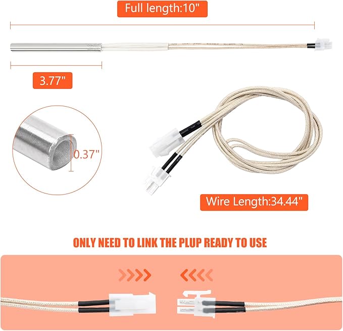 D2 Hot Rod Igniter Replacement for Traeger Pro 575 & 780, Ironwood 650 & 885, Silverton 620 & 810 Pellet Grills, KIT0255 Heating Element for Traeger D2 Direct Drive & WiFIRE Technology, 80W 20V