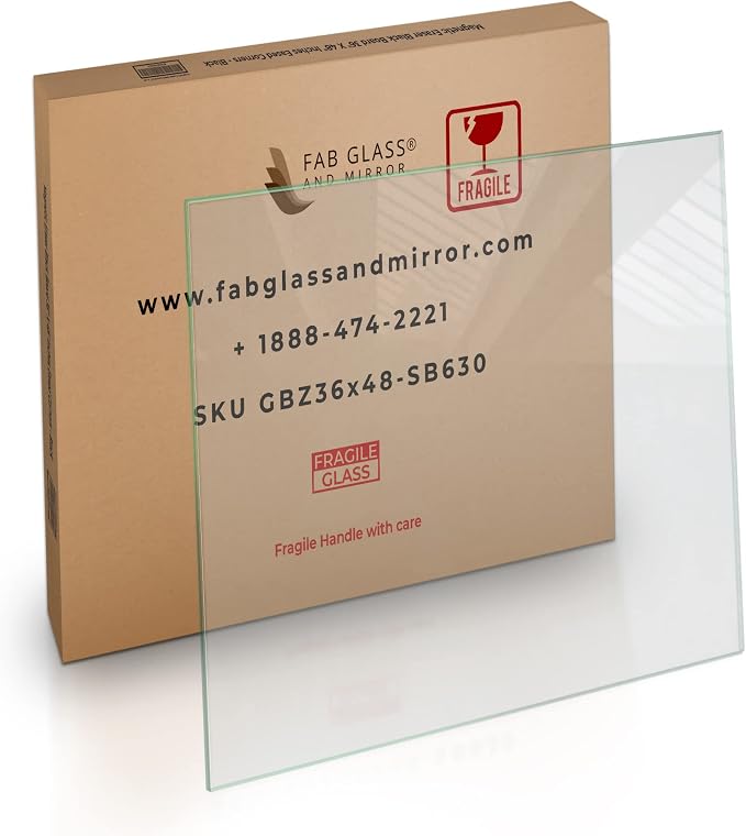 Tempered Glass Table Top 40 Inch Square Flat Edge Clear Surface 1/4 Inch Thick for Home Office or Outdoor Furniture by Fab Glass and Mirror
