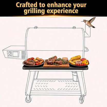 QuliMetal Front Shelf for Recteq RT-1100, Folding Front Grill Table Accessory, Foldable Pellet Grill Shelf with Extra Prep Space for Food Prep, Trays, Tools and Storage, 31.3" x 10.2"