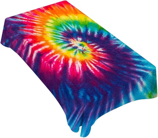 TKS MITLAN Colorful Tie Dye Tablecloth 60x84 Inch Rectangular Rainbow Swirl Bright Colors Spiral Fashion Oblong Table Cloth Kitchen Table Decorations for Home Dinner Party