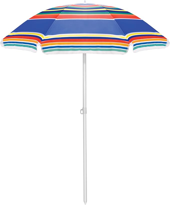 ONIVA - a Picnic Time brand 5 Ft. Portable Beach Umbrella, Lightweight Sun Shade Umbrella with Adjustable Tilt and UV Sun Protection