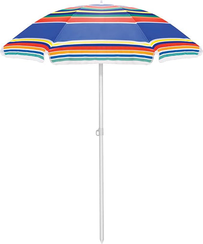 ONIVA - a Picnic Time brand 5 Ft. Portable Beach Umbrella, Lightweight Sun Shade Umbrella with Adjustable Tilt and UV Sun Protection