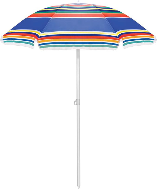 ONIVA - a Picnic Time brand 5 Ft. Portable Beach Umbrella, Lightweight Sun Shade Umbrella with Adjustable Tilt and UV Sun Protection