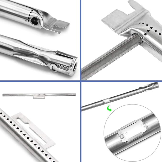 Hongso 19.5 Inch Grill Grates, 24.5 Inch Flavorizer Bars, 34-1/4" Burner Tube Set Kit, Replacement Parts for Weber Genesis 300 Series E310 E320 EP310 S310 S320 Gas Grill (with Side Control Panel Only)