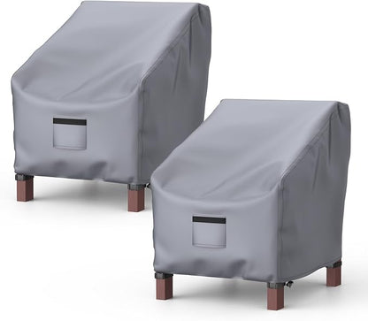 2 Pack Outdoor Patio Chair Covers Waterproof 32"Wx37"Dx36"H, Gray | Patio Furniture Covers Protect from Rain, Dust & UV; Heavy-Duty Oxford Fits Lounge, Deep Seat & High Back Chairs on Lawns