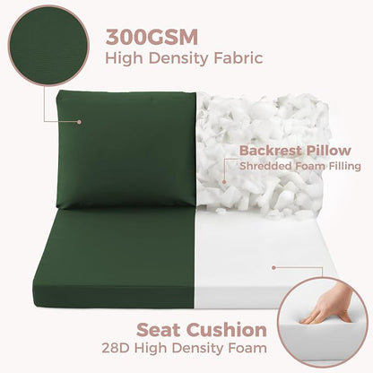 Outdoor Loveseat Cushions, 46×26×4 Inch, Waterproof, Forest Green | Patio Loveseat Cushions for Outdoor Furniture, Fade Resistant, Outdoor Bench Cushions, for Wicker Furniture, Swing, Couch