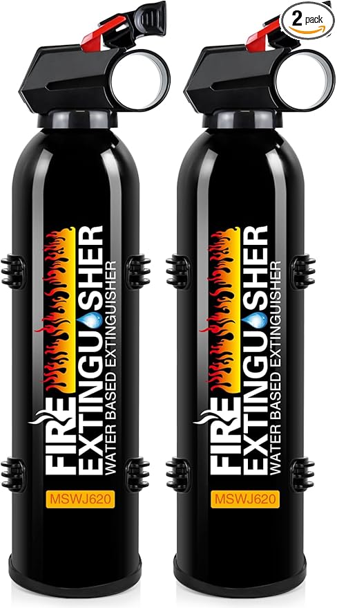 Fire Extinguishers with Mount Bracket - 2 Packs Small Portable Fire Extinguisher for Home, Kitchen, Car, Boat, RV, Vehicle - 620ml Water-Based Fire Extinguisher for Class A, B, C, K Fire