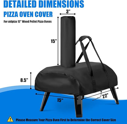Pizza Oven Cover for Big Horn for Aidpiza 12" Wood Pellet Pizza Oven | Heavy Duty Outdoor Gas Pizza Grill Cover Accessories Waterproof Portable Carry Big Horn Pizza Ovens Cover
