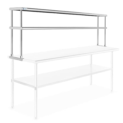 GRIDMANN NSF Stainless Steel Commercial 2 Tier Double Overshelf 72 in. x 12 in. for Kitchen Prep & Work Table