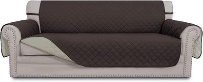 Easy-Going Reversible Couch Cover, 3 Cushion Sofa, Large, Chocolate/Beige | Machine Washable Slipcover For Dogs, Water Resistant Furniture Mat For Living Room, Non-Slip Sofa Cover, Pet Friendly