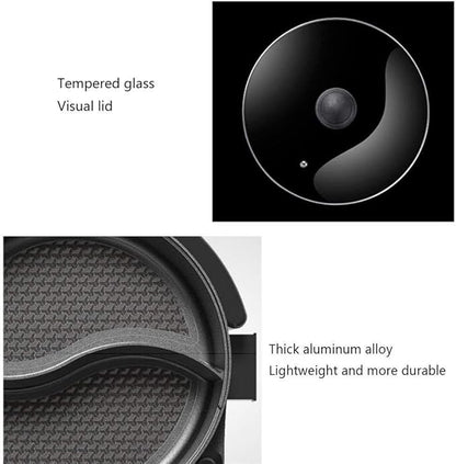 SEAAN Hot Pot with Grill, Korean BBQ Grill Indoor Hotpot Pot Electric Combo, Shabu Shabu Pot with Divider KBBQ Grill Smokeless Non-stick Separate Dual Temperature Control, for 2-12 People, 110V