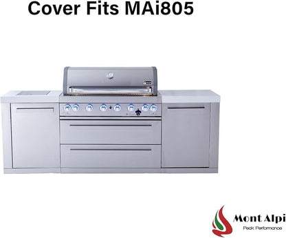 Mont Alpi Heavy Duty Black Water Resistant All Weather Cover for 94" W x 23" D Deluxe Original and Black Outdoor Kitchen Island Grill Models - MAi805 / MAi805-D MAi805-BSS / MAi805-DFC / MAi805-BSSFC