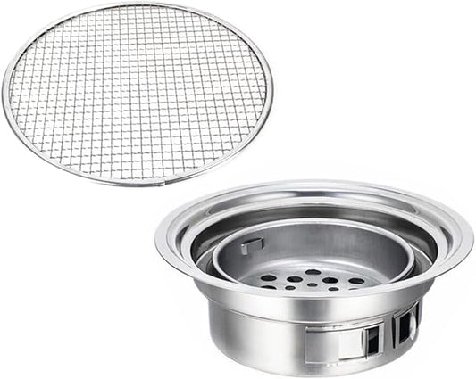 DOITOOL Portable Stainless Steel Korean Charcoal Barbecue Grill Small Outdoor Bbq Stove with Grill Net for Home and Camping Use