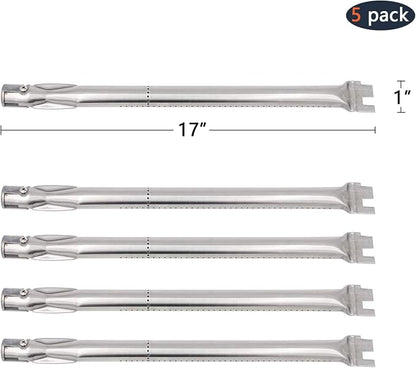 Hongso 17" Burner Tubes, 16 7/8" Heat Plates Replacement for Ducane 5 Burner 30400042, 30400043, 30557401, 30558501, 30557801, 30557501 Gas Grill Models