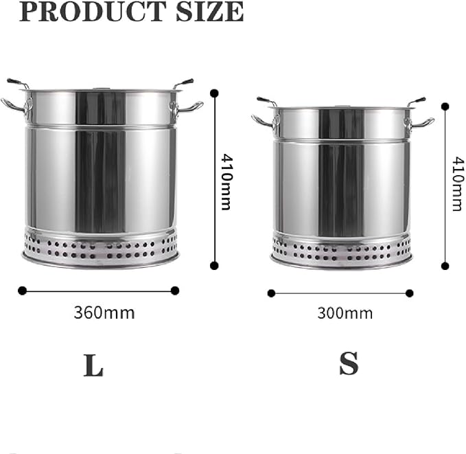 APLUSH Portable Vertical Charcoal Smoker Grill,Barrel Stainless Steel Split Oven, 360° All Round Roasting,Outdoor Camping Smokeless Charcoal Barbecue Hanging Stove,Large