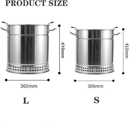 APLUSH Portable Vertical Charcoal Smoker Grill,Barrel Stainless Steel Split Oven, 360° All Round Roasting,Outdoor Camping Smokeless Charcoal Barbecue Hanging Stove,Large