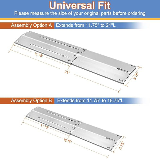 Adjustable Heat Plates Replacement for Nexgrill, Dyna Glo, Charbroil | Derurizy Grill Replacement Parts, Universal Heat Shield, Burner Covers Guard, Heat Diffuser