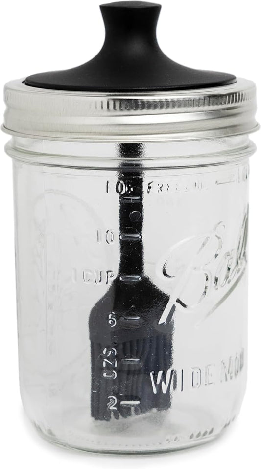 Jarware Silicone Black Basting Brush Lid For Wide Mouth Mason Jars