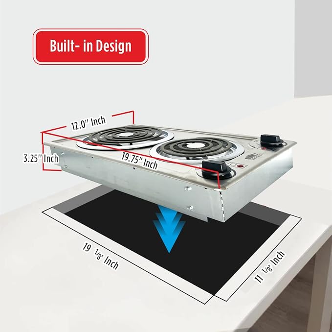Summit 12" 2 Burner Electric Cooktop 115 Volt Coil Electric Cooktop, ADA compliant, Stainless Steel- CCE213SS
