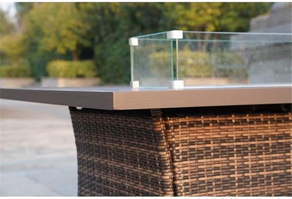 Brown Rattan and Aluminium Patio and Outdoor Rectangle Firepit Dining Table