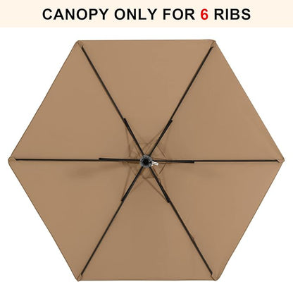 MASTERCANOPY Patio Umbrella 7.5 ft Replacement Canopy for 6 Ribs-Khaki Canopy Only