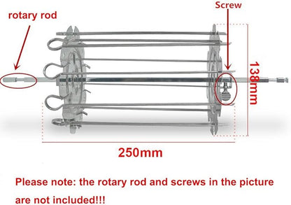 Stainless Steel BBQ Grill Cage Vegetable Meat Skewer Kebab Maker for Rotisserie Oven Roaster