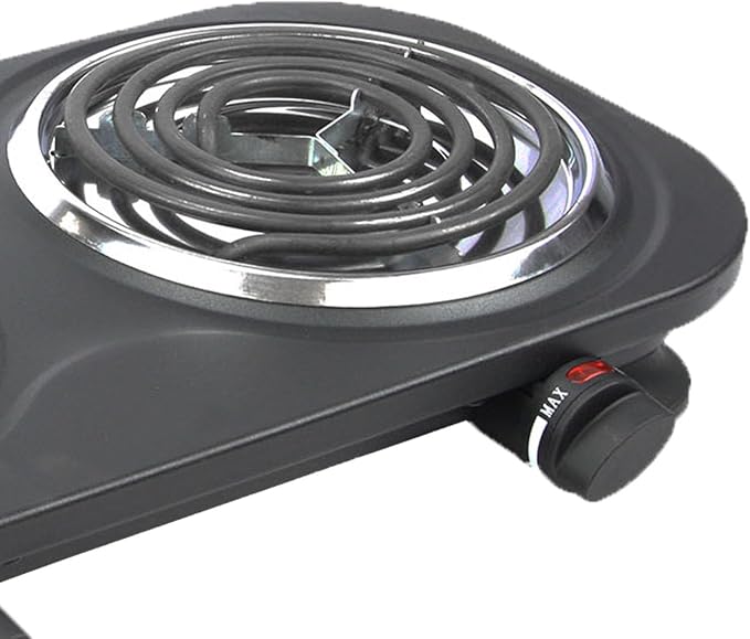 1500W Electric Double Burner Hot Plate with Adjustable Temperature Controls, Black
