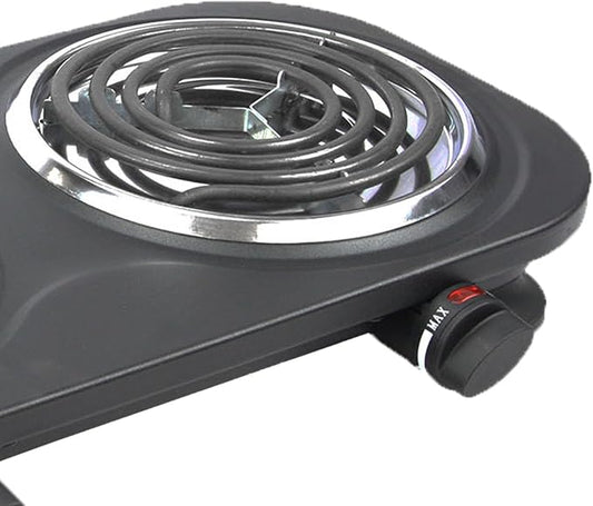 1500W Electric Double Burner Hot Plate with Adjustable Temperature Controls, Black