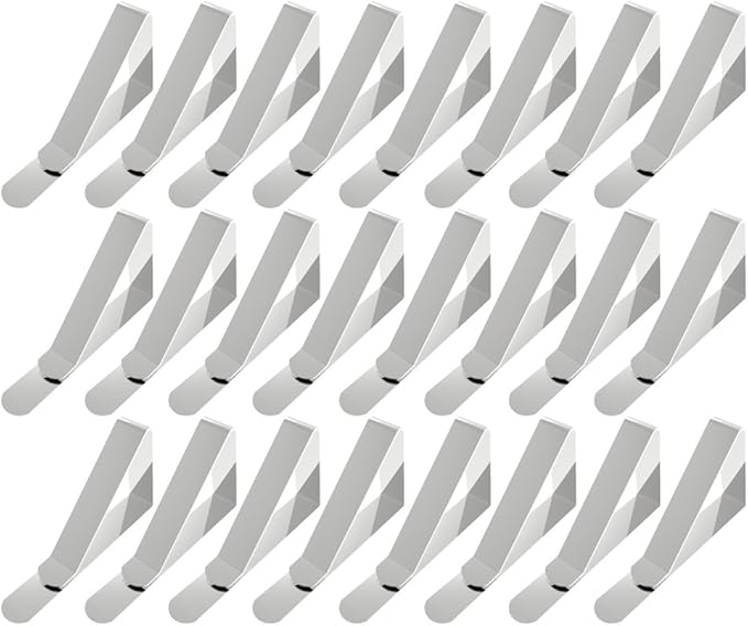 Tablecloth Clips - Stainless Steel Picnic Table Cloth Holders and Cover Clamps - 24 Pack