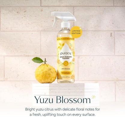 Puracy All Purpose Cleaner Spray – Plant-Powered Multi-Surface Cleaner - Surface Cleaner Solution As Seen on TikTok (Limited Edition Yuzu Blossom, 16 fl oz, 3 Pack)