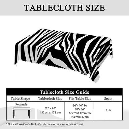 Swono Zebra Stripes 52"X70" Oblong Table Cloth Animal Skin Black and White Zebra Print Wrinkle Free Table Cover Farmhouse Tablecloth for Home Restaurant Picnic Indoor Outdoor Dining